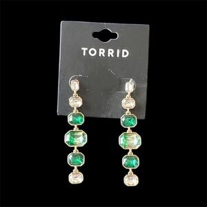 Torrid Emerald and Gold Geometric Earrings